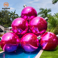 Grande boule gonflable holographique, grosses boules brillantes réfléchissantes en PVC, décorations de Noël géantes en forme de boules gonflables