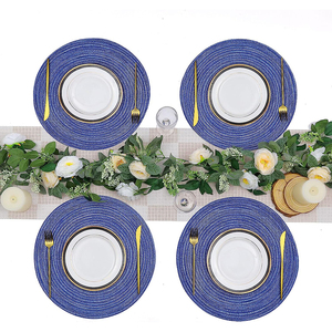Round Brown Cotton Placemat for <strong>Wedding</strong> Luxury Square Woven Disposable Placemats Knitted Paper Waterproof Plaid Style - Product Image 5
