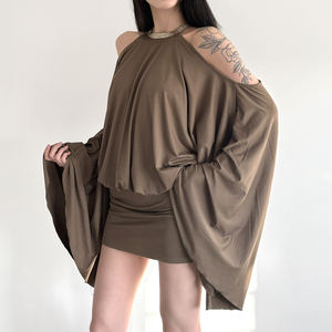 ชุดราตรีคอ halter แบบ backless ทรงเข้ารูป แขนทรงปีกค้างคาว ดีไซน์เว้าลายโซ่รักษ์โลก - Product Image 5