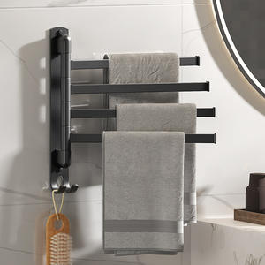 Toallero Giratorio de 5 Barras para la Familia, Montado en la Pared con Gancho, Estante de Almacenamiento para Baño - Product Image 4