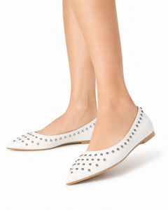 <span class=keywords><strong>Ballerine</strong></span> Nere da Donna con <span class=keywords><strong>Borchie</strong></span> e <span class=keywords><strong>Punta</strong></span> Affusolata, Scarpe Casual in Pelle con Suola in Gomma Beige - Product Image 5
