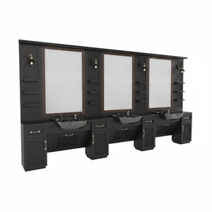 Nuevo Modelo de Lujo: Unidad de Barbería Plegable y Ajustable con Diseño Moderno, Estación de Espejo de Madera para Uso Exterior, Incluye Sillas de Pedicura para Salón - Product Image 2