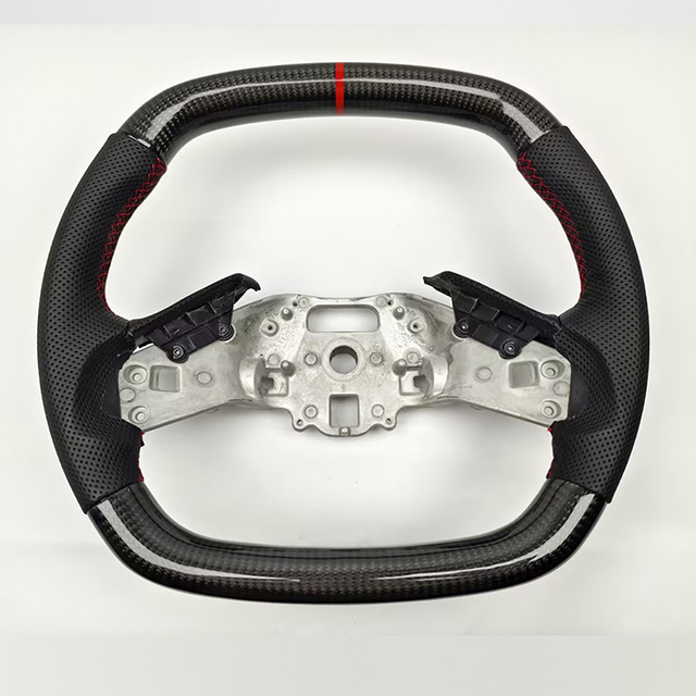 Customized Carbon Fiber Fit Black Leather Racing Car Steering Wheel for Chevrolet Corvette C8
