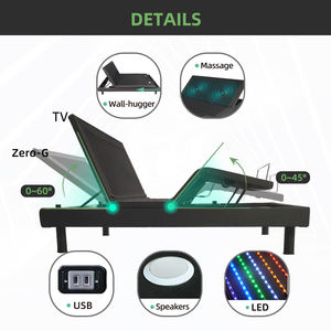 Recién llegado cama de masaje multifuncional cama reclinable diseño Popular eléctrico ajustable tamaño completo tela Metal cartón Null 1 Juego - Product Image 6