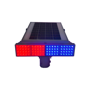 Feux de signalisation routière à LED à double flash rouge et bleu alimentés par l'énergie solaire, protection IP54, batterie Li-ion, flash personnalisable - Product Image 1