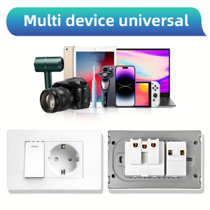1 gang 1/2 Way + EU Tây Ban Nha DK tường Switched ổ cắm 2.1/3.1A USB Type-C phổ trắng huỳnh quang công suất cao Cửa Hàng PC Bảng điều chỉnh - Product Image 3