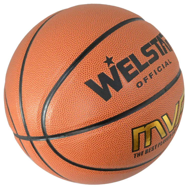 कस्टम बास्केटबॉल आधिकारिक आकार चमड़े बास्केटबॉल प्रशिक्षण टुकड़े टुकड़े में एमवीपी बास्केट बॉल