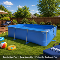 Piscine hors sol rectangulaire portable en PVC durable avec structure en acier, ensemble complet avec pompe, échelle et couverture pour la famille et les enfants, idéale pour l'extérieur