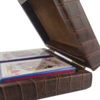 Ensembles de poker en peau de crocodile avec étui en cuir, emballage personnalisé, pour usage familial, 2 jeux de cartes et jetons