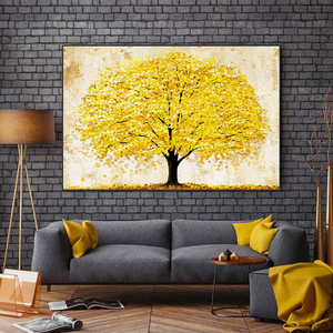 Tranh Hiện Đại Khách Sạn Tác Phẩm Nghệ Thuật Treo Tường Bức Tranh Cây Lá Vàng Trang Trí Tranh Sơn Dầu Thủ Công Trên Phong Cảnh Vải Bố - Product Image 5