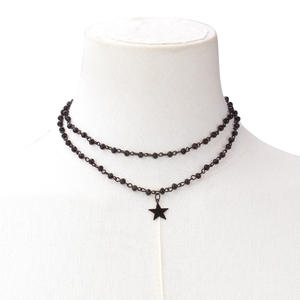 Double Layered Black Beaded <b>Cross</b> Pendant Necklace For Women Fashion Jewelry V Neck Choker <b>Chain</b> With Religious Symbol - Product Image 3