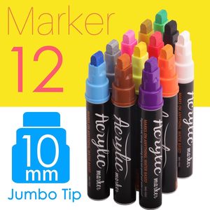 Marqueur acrylique à pointe feutre jumbo 10 couleurs 15 mm pour peinture sur toile et graffiti, marqueurs permanents à peinture acrylique pour affiches - Product Image 2