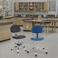 Chaise en cuir antistatique moderne pour bureau, école, laboratoire ou atelier, avec dossier réglable et base pivotante en acier