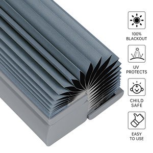 Dark Grey Top Down Honeycomb <b>Blinds</b> 100% Blackout Cellular <b>Window</b> Shades with Manual Lift Handle for Modern Home - Product Image 2