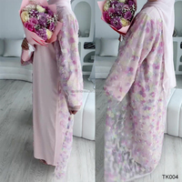 Robe de soirée islamique style modeste avec dentelle florale, Abaya, Cardigan, Ensemble deux pièces, Vente en gros, Fabricant de robes musulmanes de Dubaï, Eid 2026