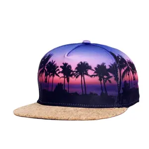 Cappellino Snapback da spiaggia a tesa piatta con 5 pannelli stampati personalizzati su tutta la superficie cappello Hip Hop di nuovo stile di alta qualità