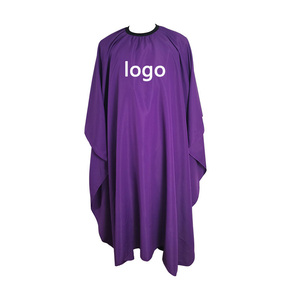 Bajo Moq logotipo personalizado salón corte de pelo estilista ajustable Snap negro peluquero delantal peluquería púrpura venta al por mayor salón capas - Product Image 1