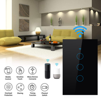 Interrupteur mural intelligent WiFi Tuya US 1/2/3/4 gangs sans fil neutre, capteur tactile, lumière LED 110V, compatible Alexa Google Home