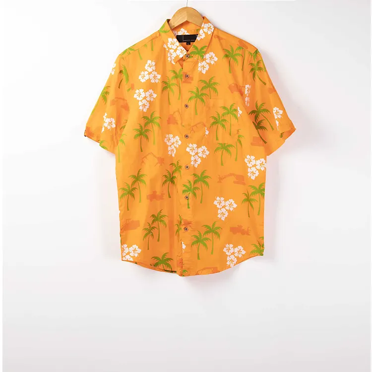 Stylish Vacation Short Sleeve Hawaii Shirt Flower Printed Hawaiian Shirts For Men