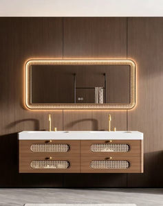 Mueble de Baño con Lavabo Integrado de Estilo Retro, Acabado en Roble sin Pintura, Espejo con Marco, Montado en la Pared, Garantía de 5 Años, <span class=keywords><strong>LUMINA</strong></span> - Product Image 3