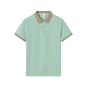 Polo Shirt Navy Blue Short Sleeve Solid Color Polyester Daily Wear - Product Image 3