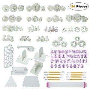 Mới 114 Cái/bộ Dụng Cụ Cắt Bánh Kẹo Mềm Dụng Cụ Trang Trí Plunger Kẹo Sugarcraft Flower Mẫu Cắt - Product Image 1