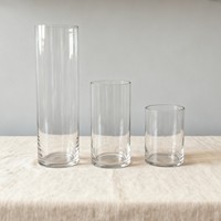 Vase en verre cylindrique, vases en verre transparent hauts, vase à bougie en verre transparent cylindrique, vase à fleurs en verre à large ouverture, tube droit