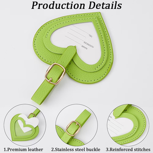 Étiquette d'identification de bagage en forme de cœur avec carte nominative et d'adresse, logo personnalisé, vente en gros, étiquette de bagage en cuir anti-perte pour valise à roulettes, étiquette d'identification - Product Image 2