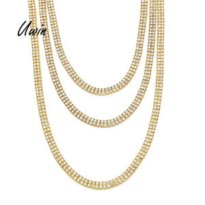 Collier en strass à deux rangées, 20 pièces, 30 pouces, en alliage de Zinc, or, breloques, bijoux tendance, chaîne glacée, vente en gros - Product Image 1