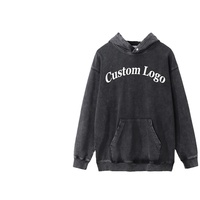 Vente en gros de sweats à capuche personnalisés pour hommes, 460 grammes, style streetwear, imprimé noir, effet vieilli, vintage, poids lourd, surdimensionné, lavage à l'acide, unisexe