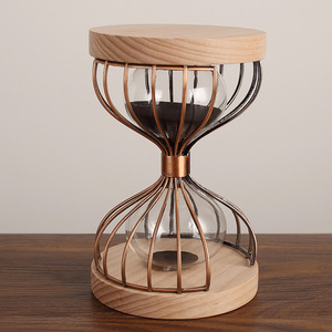 Wooden <b>Hourglass</b> Timer Ornament Minimalist Design Solid Wood Base Decorative Gift For Home Office Desktop - Product Image 1