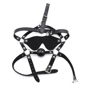 Özelleştirilmiş esaret BDSM Slave seks yetişkin oyuncaklar ayarlanabilir nefes deri fetiş koşum ile yumuşak top blindkörü körüne ağız Slave - Product Image 6
