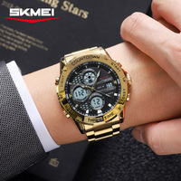 Shimei Elektronische Uhr für den Außenhandel, multifunktional, trendig, für Herren, digital, leuchtend, 30 m wasserdicht, Edelstahlband