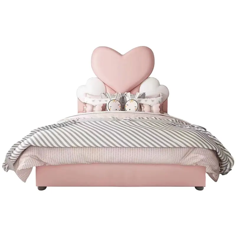 American heart-shaped fashion soft bag bed Nordic high-end leather bed dream girl bed