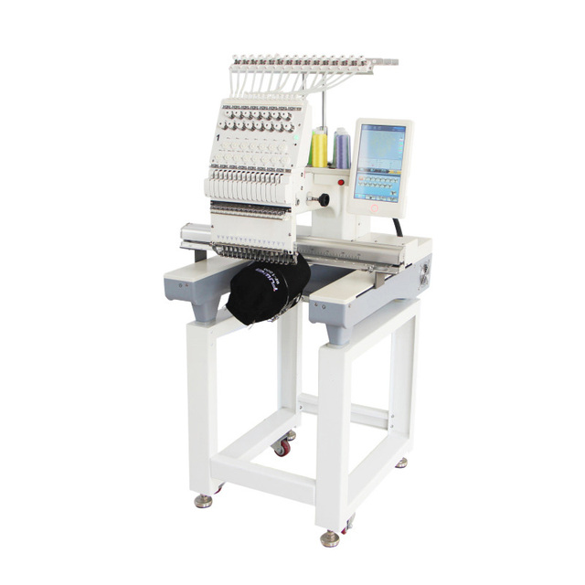 Automatic Single Head 12 Needle Computer Embroidery Machine for Garment Flat Embroidery Hat Embroidery Voltage Customization