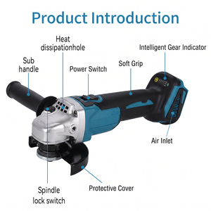 Podofo Podofo 125mm M14 Meuleuse d'angle électrique sans balais 10000 tr/min avec interrupteur à gâchette, outil de découpe portable pour le bricolage - Product Image 6