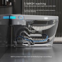 Cuvette de toilette allongée intelligente en céramique Offre Spéciale avec rinçage à jet siphon Bidet automatique et siège chauffant télécommandé-Montage au sol