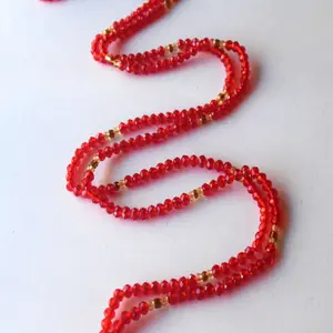 Sexy Frauen afrikanische Taille Perlen Bauch Ring Körper ketten mit kristall roten Farbe Schmuck auf Baumwoll schnur Frauen Bulk Großhandel