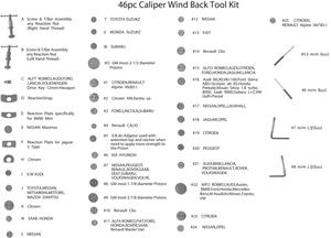 Kit d'outils automobiles de vente chaude 46Pc outil universel de vent de frein à disque d'étrier - Product Image 3