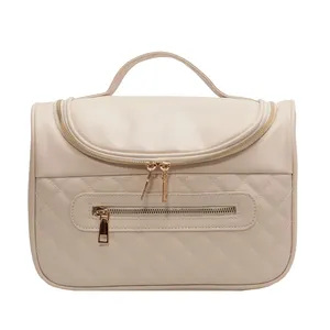 2024 new large capacity wearable makeup bag PU leather comfortable travel women portable high value handbag