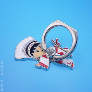 Dai Ethnic Girl Phone Ring Holder Zinc Alloy <b>Rotating</b> Desktop Support With Adhesive Back Sticker - Product Image 3