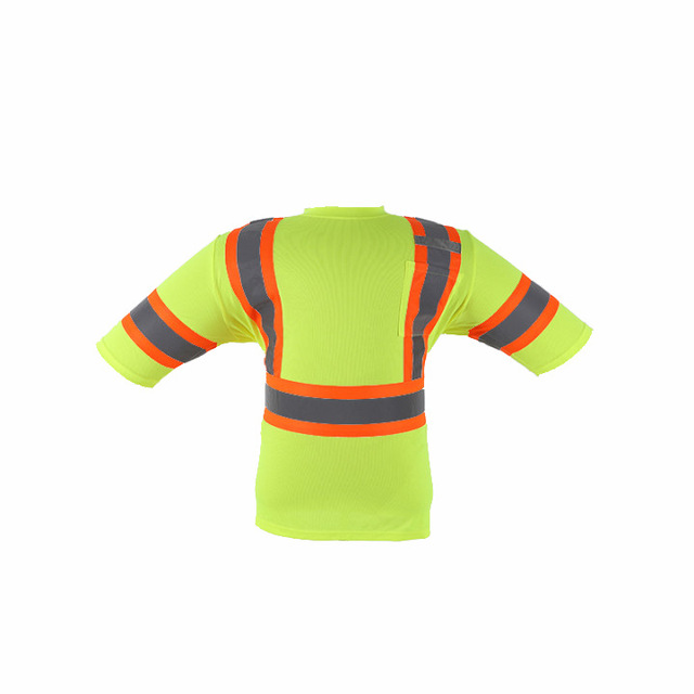 Summer Safety ANSI Class 1 Waterproof Reflective Breathable Bird's-Eye Fabric Short-Sleeved Work T-Shirts for Traffic