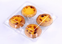 Boîtes à clapet personnalisées jetables en plastique transparent pour gâteaux congelés/tartes aux œufs, emballages pour tartes aux œufs