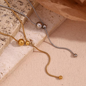 Ins 18K oro <span class=keywords><strong>OVD</strong></span> plateado bola de acero inoxidable Y colgante collar para mujeres niñas - Product Image 2