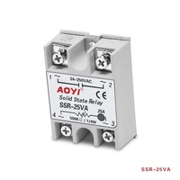 Relais statique monophasé AOYI SSR-25VA 25A CA 24-250V avec contrôle par déphase et potentiomètre réglable