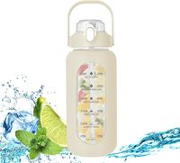 Bouteille d'eau Offre Spéciale de 74oz 2,2 L avec paille et poignée Bouteille d'eau étanche avec marqueur de temps de motivation avec manchon en silicone