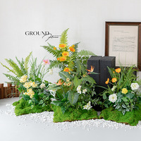 Plantes artificielles de paysage vert mousse haut de gamme, arrangement floral en rangée pour la décoration de mariage, de maison et d'espace commercial