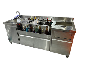 Buzdolabı barmeni masa istasyonu ile yeni tasarlanmış buzdolabında paslanmaz çelik kokteyl masası - Product Image 4