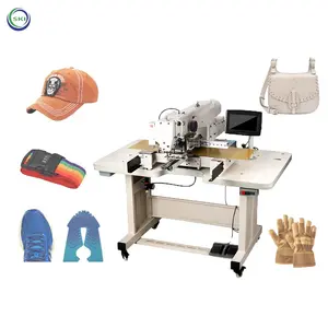 Máquina de coser de cuero para zapatos de bolsas industriales de accionamiento directo, máquina de coser industrial automática con patrón de ordenador para cuero grueso