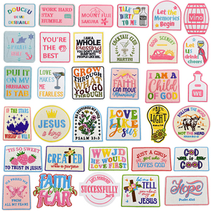 Parches Bordados Termoadhesivos al por Mayor con Letras de Fe, Estilo Vaquero, para Sombreros Ariat, Diseño Personalizado con Logotipo - Product Image 1